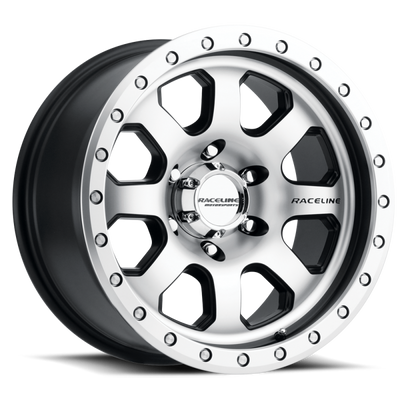 Raceline 929M Avenger 17x9in / 5x139.7 BP / -12mm Offset / 107.95mm Bore - Black & Machined Wheel