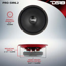 DS18 6.5in 200 Watts RMS 2 ohm Mid-Range Loudspeaker Shallow