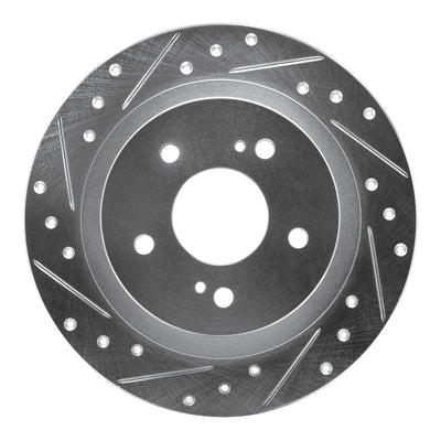 R1 84-88 Nissan 300ZX Turbo Rear Left Drilled & Slotted Silver Brake Rotor