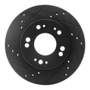 R1 90-05 Chrysler SEBRING Front Left Drilled & Slotted Black Brake Rotor