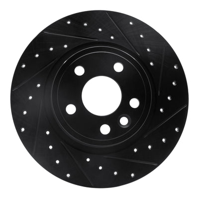 R1 15-20 Jaguar E-Pace Rear Right Drilled & Slotted Black Brake Rotor