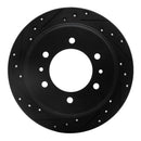 R1 06-10 Hummer H3T Rear Left Drilled & Slotted Black Brake Rotor