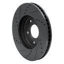 R1 11-25 Chevrolet City Express Front Right Drilled & Slotted Black Brake Rotor