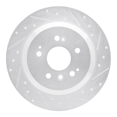 R1 16-25 Honda Ridgeline Rear Right Drilled & Slotted Silver Brake Rotor