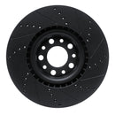 R1 2017-2025 Alfa Romeo Stelvio Front Right Drilled & Slotted Black Brake Rotor