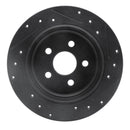 R1 03-10 Chrysler PT Cruiser Rear Left Drilled & Slotted Black Brake Rotor