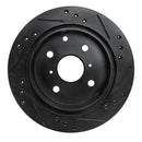 R1 82-85 Toyota Celica Rear Left Drilled & Slotted Black Brake Rotor