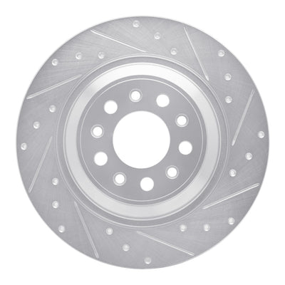 R1 14-23 Jeep Cherokee Rear Right Drilled & Slotted Silver Brake Rotor