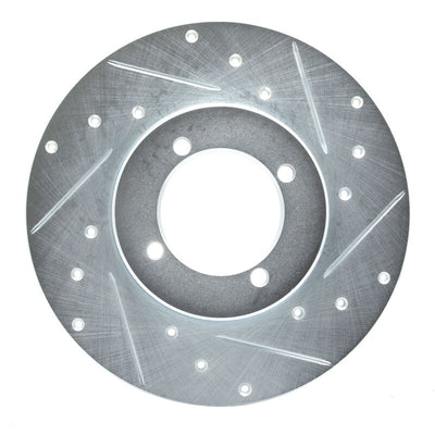R1 74-78 Nissan 260Z Front Right Drilled & Slotted Silver Brake Rotor