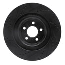 R1 05-23 Chrysler 300 Front Left Drilled & Slotted Black Brake Rotor