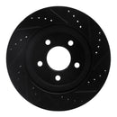 R1 05-14 Ford Mustang Rear Left Drilled & Slotted Black Brake Rotor