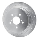 R1 05-09 Subaru Outback Rear Left Drilled & Slotted Silver Brake Rotor