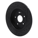 R1 15-25 Acura TLX Rear Left Drilled & Slotted Black Brake Rotor