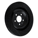 R1 15-18 Porsche Macan Rear Right Drilled & Slotted Black Brake Rotor