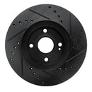 R1 01-05 Mazda Miata Front Left Drilled & Slotted Black Brake Rotor