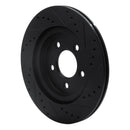 R1 05-14 Ford Mustang Rear Left Drilled & Slotted Black Brake Rotor