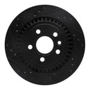 R1 07-18 Volvo XC70 Rear Left Drilled & Slotted Black Brake Rotor