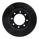 R1 01-10 Chevrolet Express 3500 Rear Right Drilled & Slotted Black Brake Rotor