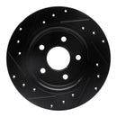 R1 12-18 Ford Focus Rear Drilled & Slotted Black Brake Rotor Set