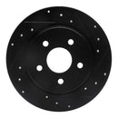 R1 13-18 Ford Escape Rear Right Drilled & Slotted Black Brake Rotor