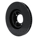 R1 10-24 Audi e-Tron GT Left Front Drilled & Slotted Black Brake Rotor