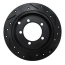 R1 97-04 Mitsubishi DIAMANTE Rear Left Drilled & Slotted Black Brake Rotor