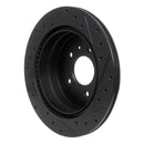 R1 07-15 Chevrolet Equinox Rear Left Drilled & Slotted Black Brake Rotor