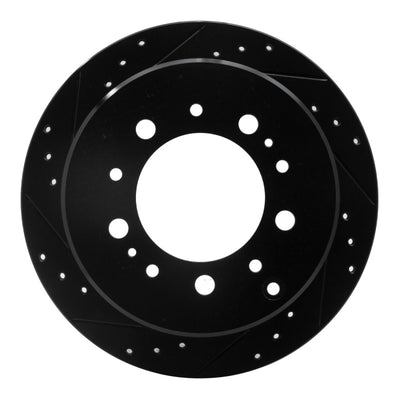 R1 98-07 Lexus LX470 Rear Left Drilled & Slotted Black Brake Rotor