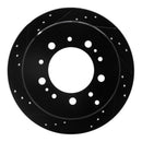 R1 98-07 Lexus LX470 Rear Left Drilled & Slotted Black Brake Rotor