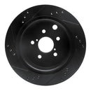 R1 14-18 Subaru Forester Rear Right Drilled & Slotted Black Brake Rotor