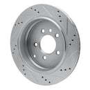 R1 05-07 Land Rover LR3 Rear Left Drilled & Slotted Silver Brake Rotor