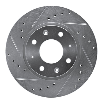 R1 04-09 Kia SPECTRA5 Front Left Drilled & Slotted Silver Brake Rotor