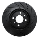 R1 88-98 Saab 9000 Front Left Drilled & Slotted Black Brake Rotor
