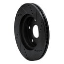 R1 06-18 Lexus HS250H Front Left Drilled & Slotted Black Brake Rotor