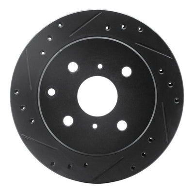 R1 84-88 Toyota Cressida Rear Left Drilled & Slotted Black Brake Rotor