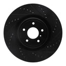 R1 09-24 Infiniti M56 Front & Rear Drilled & Slotted Black Brake Rotor Set
