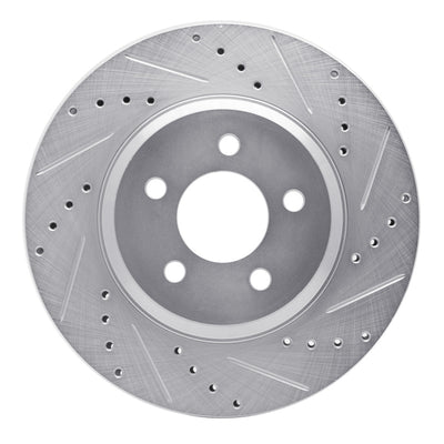 R1 05-14 Ford Mustang Front Right Drilled & Slotted Silver Brake Rotor