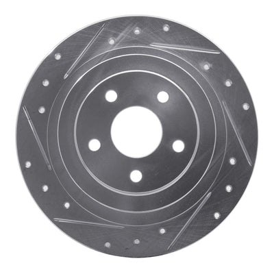 R1 00-06 Subaru Outback Rear Left Drilled & Slotted Silver Brake Rotor