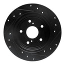 R1 10-13 Suzuki Kizashi Rear Left Drilled & Slotted Black Brake Rotor