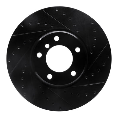 R1 95-01 BMW 750IL Front Right Drilled & Slotted Black Brake Rotor