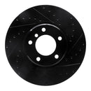 R1 95-01 BMW 750IL Front Right Drilled & Slotted Black Brake Rotor