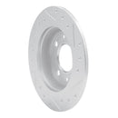 R1 86-98 Saab 9000 Rear Left Drilled & Slotted Silver Brake Rotor