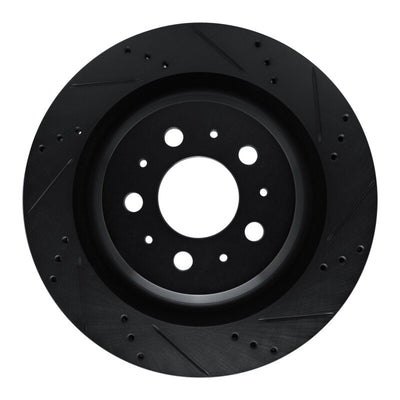 R1 2017-2025 Tesla Model 3 Rear Right Drilled & Slotted Black Brake Rotor