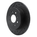 R1 01-05 Acura EL Rear Left Drilled & Slotted Black Brake Rotor