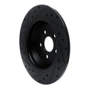 R1 15-24 Ford Fusion Rear Right Drilled & Slotted Black Brake Rotor