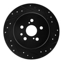 R1 90-93 Toyota Celica Rear Right Drilled & Slotted Black Brake Rotor