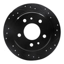 R1 82-89 BMW 524TD Rear Right Drilled & Slotted Black Brake Rotor