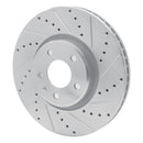 R1 11-17 Audi A5 Front Right Drilled & Slotted Silver Brake Rotor
