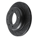 R1 12-21 Nissan NV1500 Rear Right Drilled & Slotted Black Brake Rotor