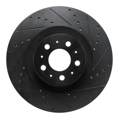 R1 20-25 Tesla Model Y Front Right Drilled & Slotted Black Brake Rotor